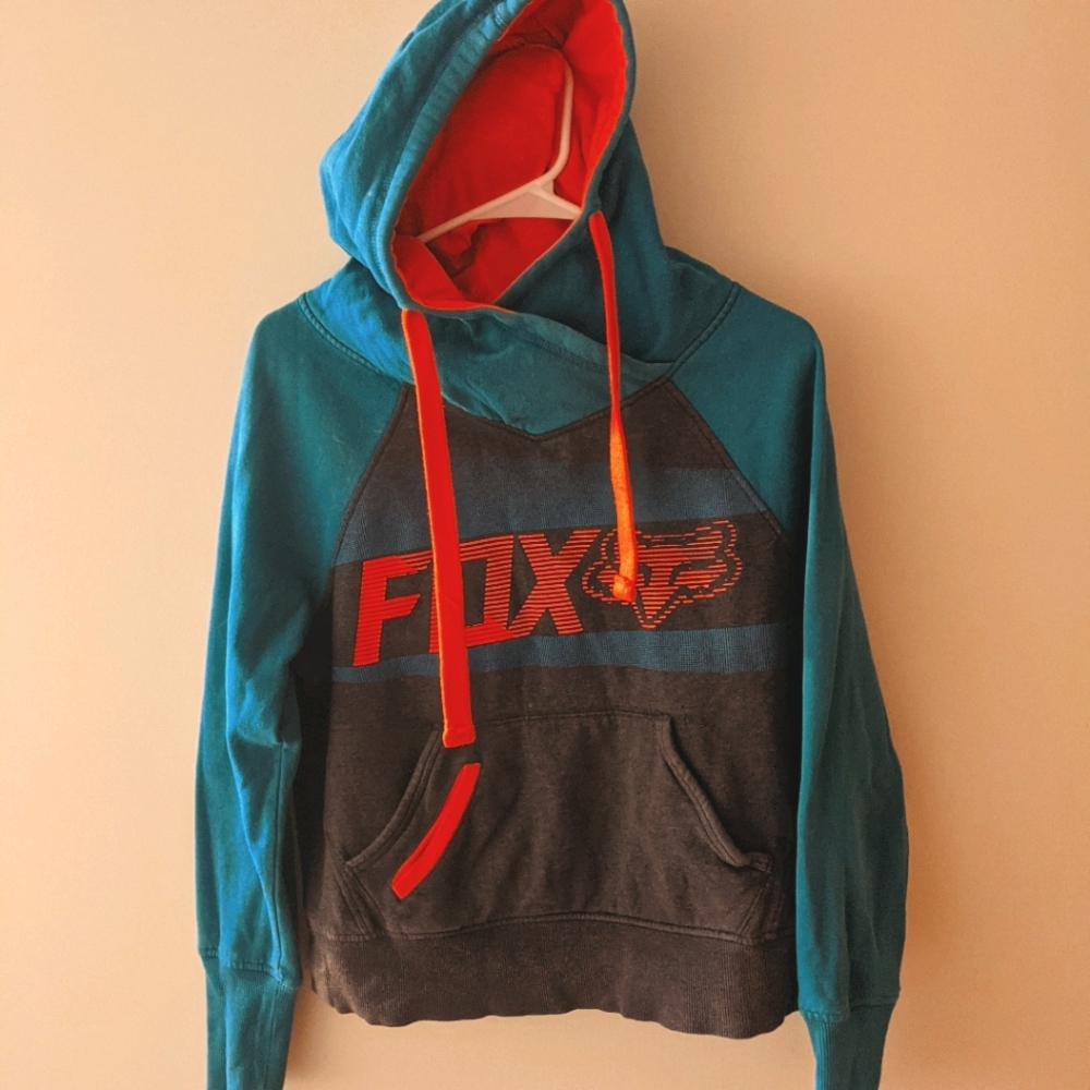 Fox Sweater Neon Orange and Teal